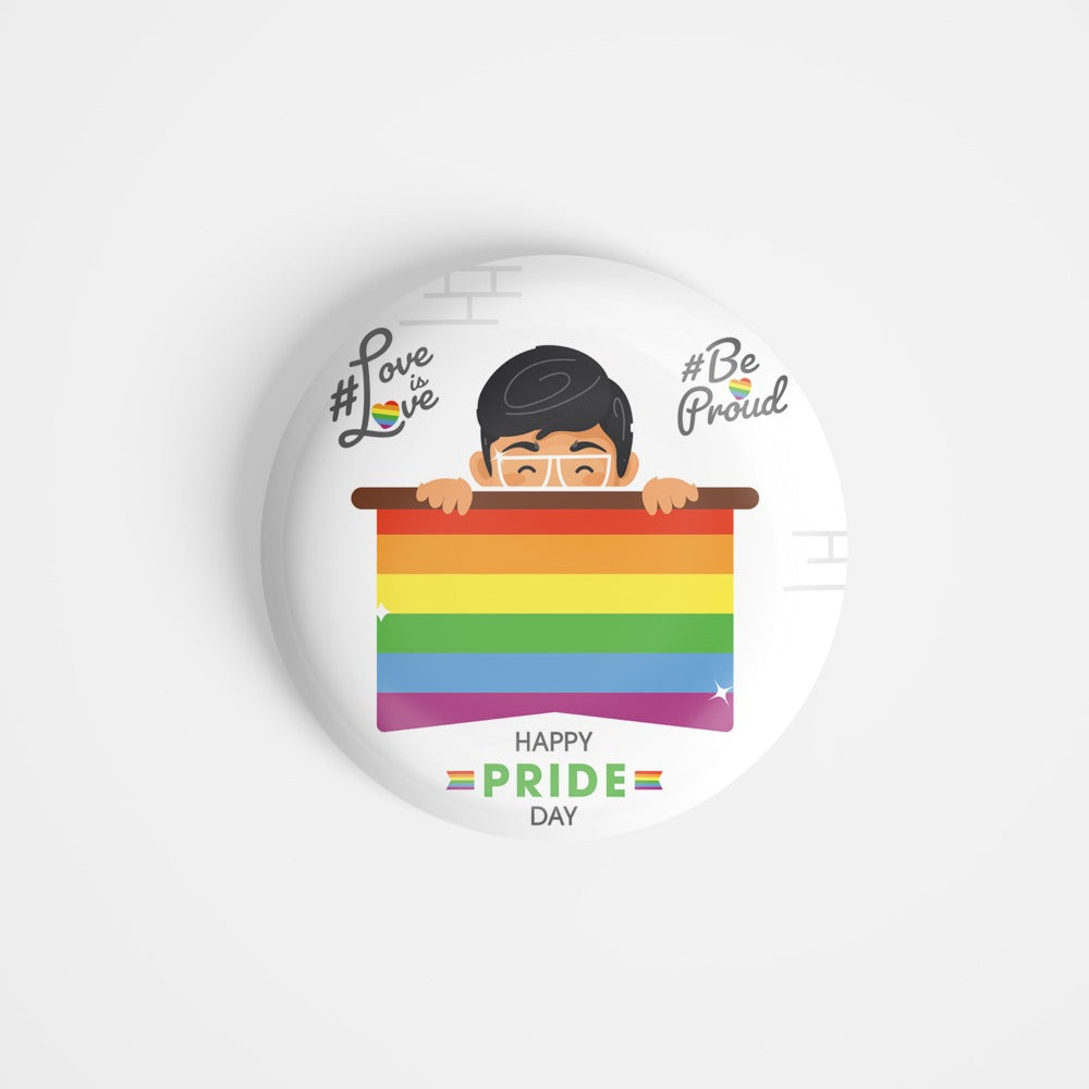 dhcrafts Round Fridge Magnet White Pride Day Glossy Finish Design Pack of 1 (58 mm)